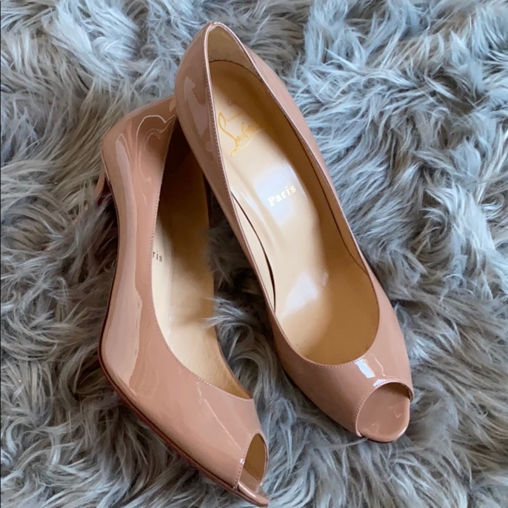 Christian Louboutin Patent Leather Tan Pumps